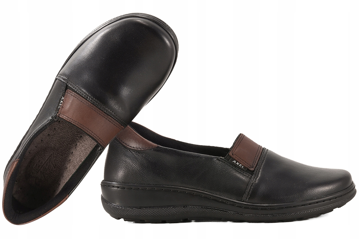 Axel 1727 Comfort Dámské Kožené Polobotky Mokasíny Tuhost H černá/hnědá 39