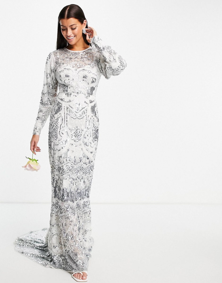 SUKNIA ŚLUBNA Z CEKINAMI ROZM 38 206 Rozmiar 38