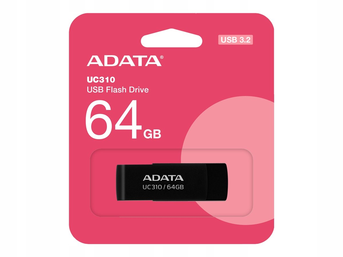 Pamięć Usb Adata UC310 o pojemności 64 Gb with Usb 3.2 Gen1 Czarny