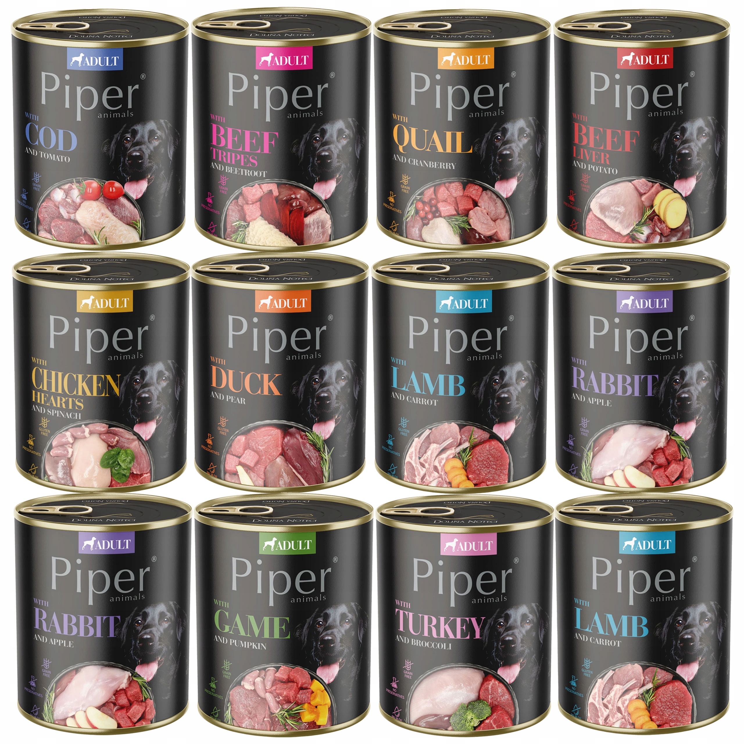 Piper Krmivo mokré pro psa Dolina Noteci mix chutí 12 x 800 g bez obilovin