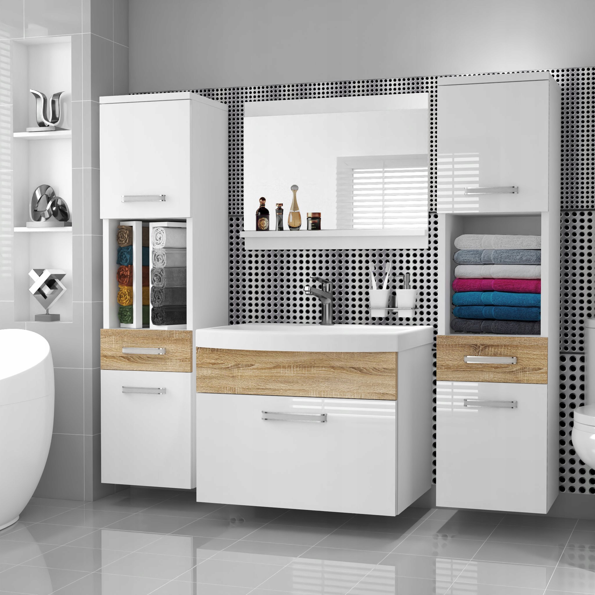 Meble łazienkowe z LUSTREM z UMYWALKĄ