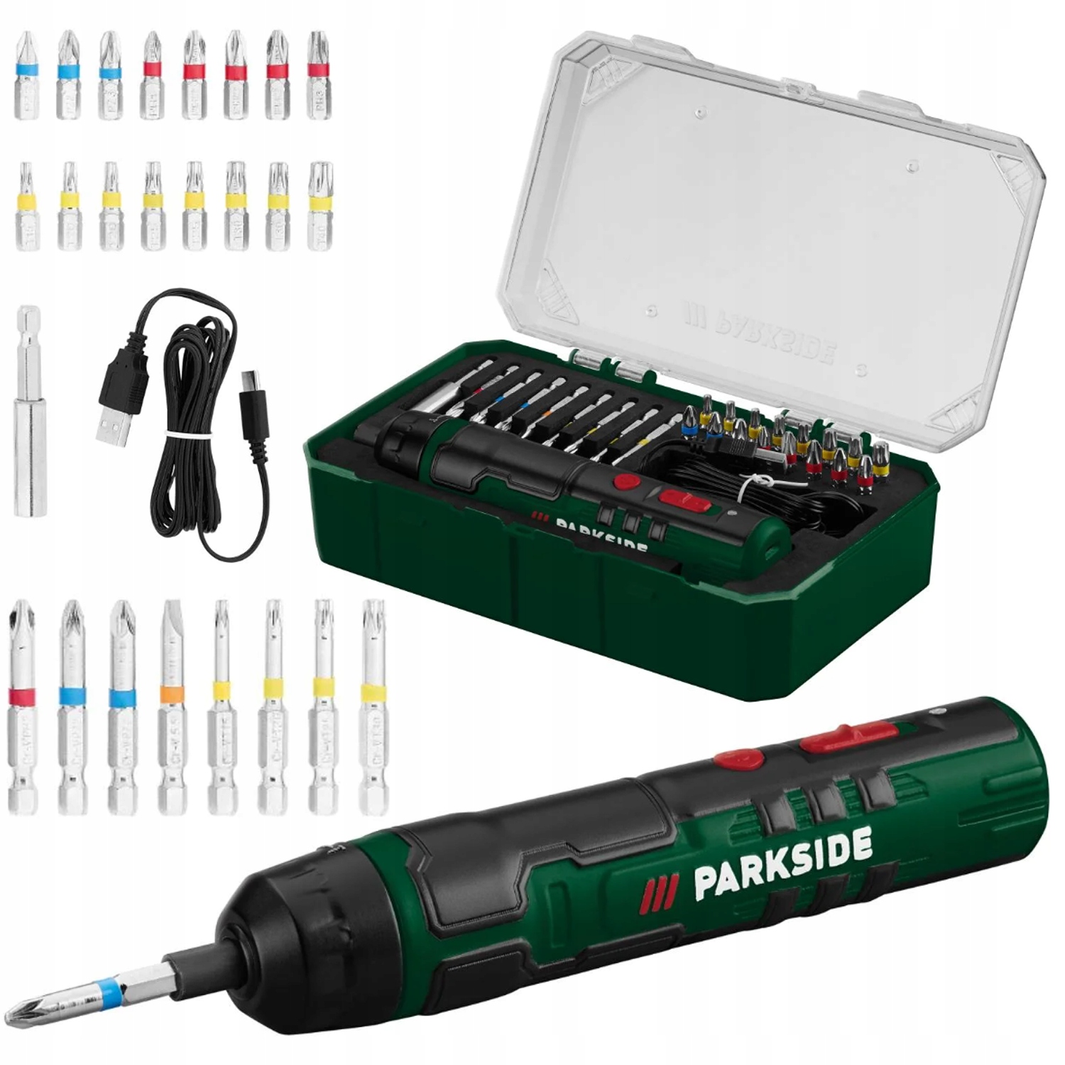 Wkrętak Akumulatorowy Precyzyjny Wkrętarka Parkside 4V Pass 4 A1 24 Bity