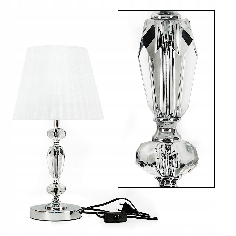 

Lampa glamour lampka stołowa nocna modna biała 46c