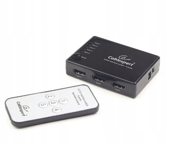 Gembird Hdmi přepínač s dálkovým ovládáním – pět vysílačů, jeden přijímač