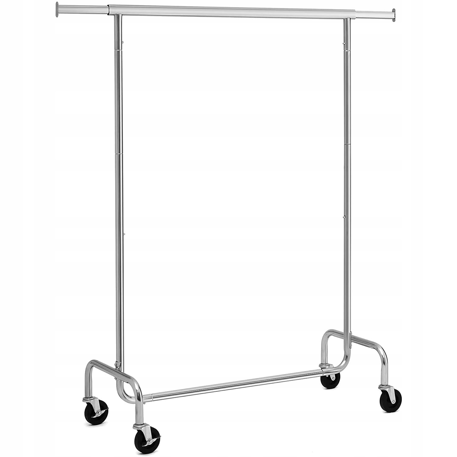 Věšák Na Oblečení Kovový Výsuvný Chromovaný Mobilní Kolečka Šatní Skříň