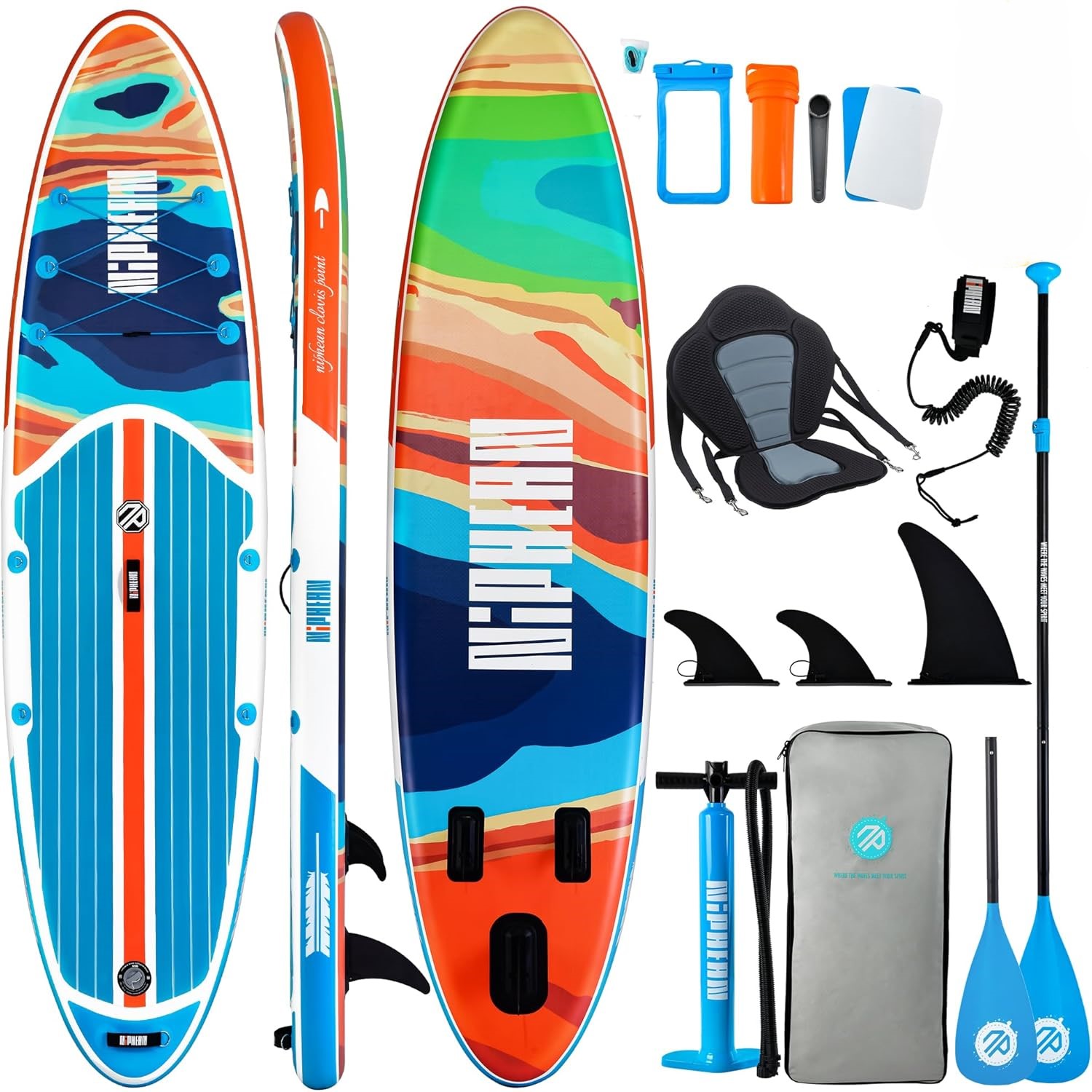 Deska Sup Stand Up Paddle Nafukovací 320 CM S Pádlem A Sedadlem 136 Kg