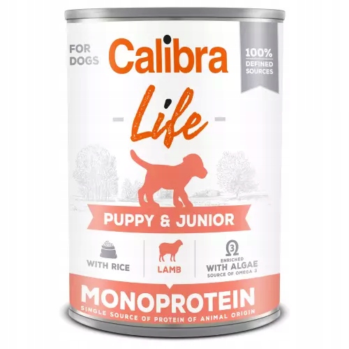 Pakiet Calibra Karma mokra pies monoprotein puppy jagnięcina z ryżem12x400g