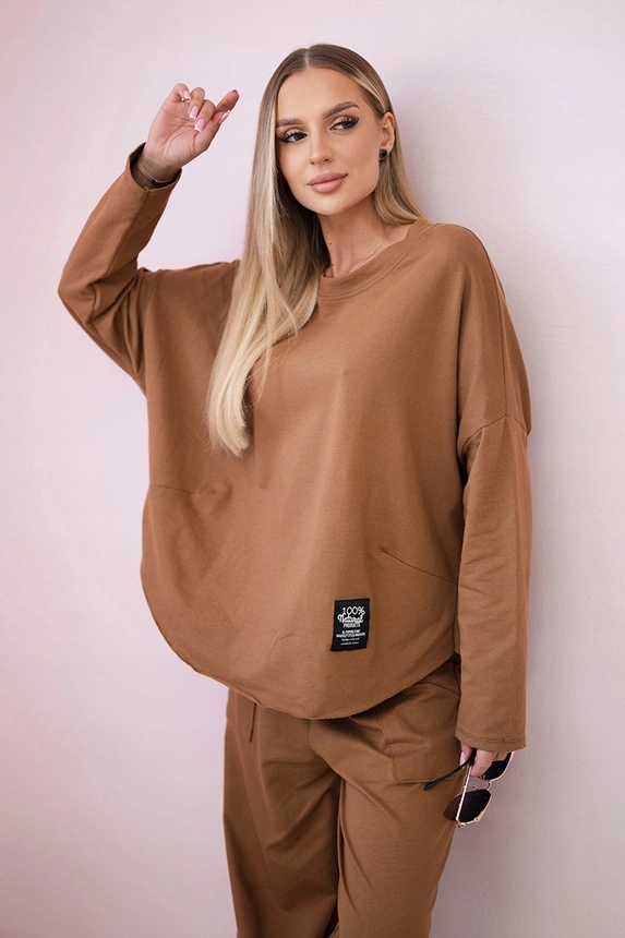 Komplet bawełniany bluza plus spodnie oversize Moda Włoska