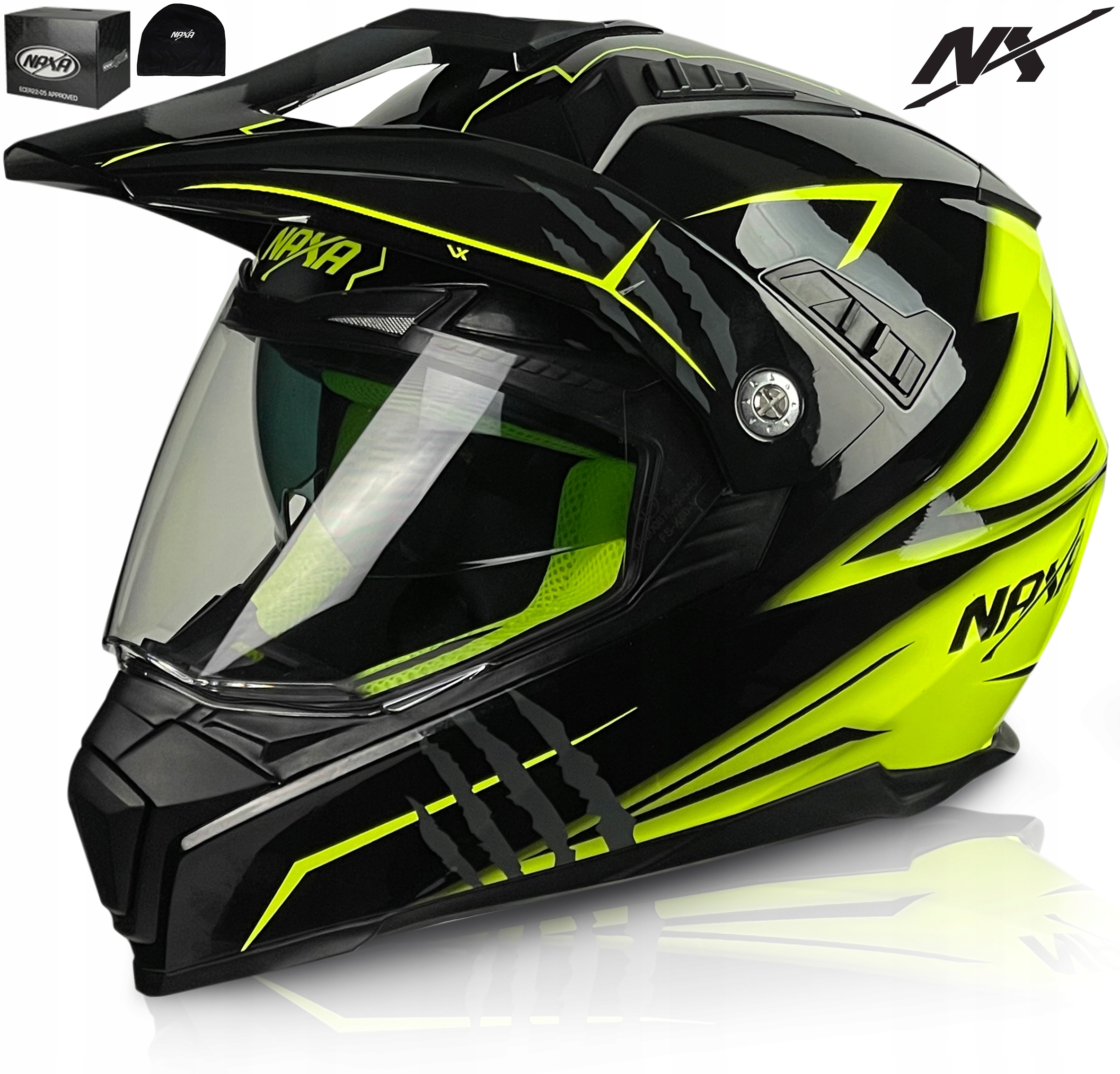 NAXA KASK MOTOCYKLOWY CO3/N ENDURO OFF ROAD ATV QUAD r.L INTERKOM READY