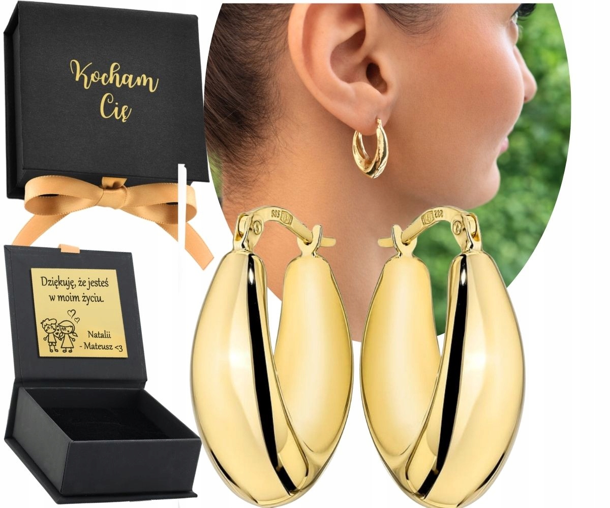 Złote Kolczyki Łezki Na Angielskim Zapięciu Bogate Próba 585 14K