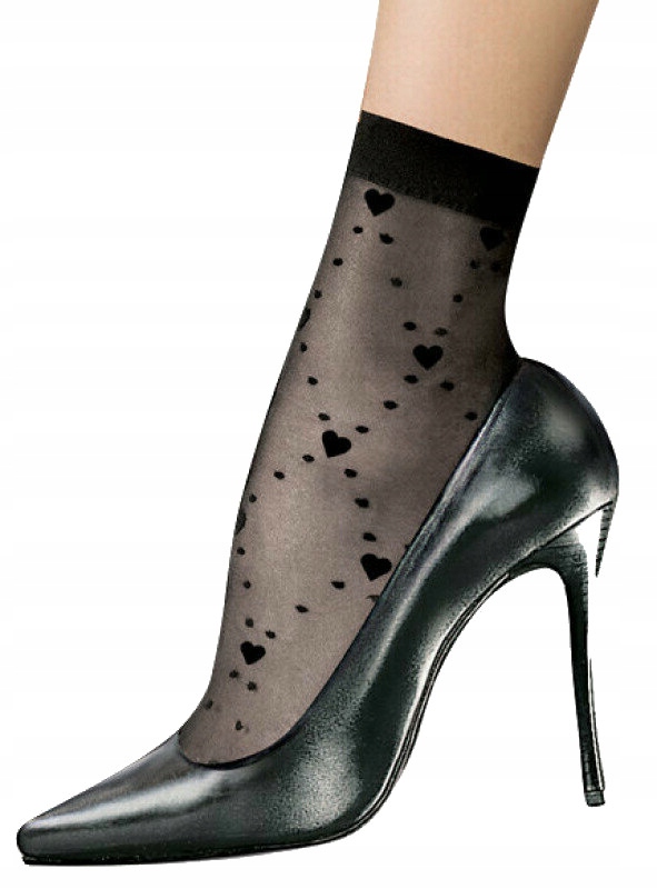 

Czarne skarpetki damskie w serduszka Marcella