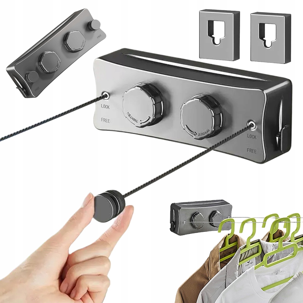 Levně 5,1 M Posuvné Lanko Na Prádlo Srolovatelné, Dvojité Lanko Nevyžaduje Žádné Otvory