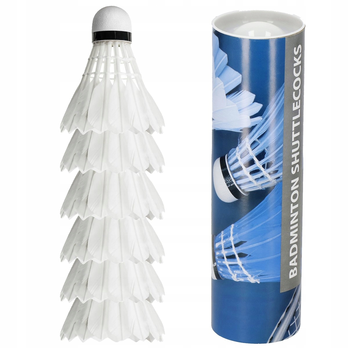 6x LOTKI PIÓROWE DO BADMINTONA PIÓRKOWE TUBA 6 SZT ZESTAW BIAŁE LOTKA Elementy zestawu zestaw lotek