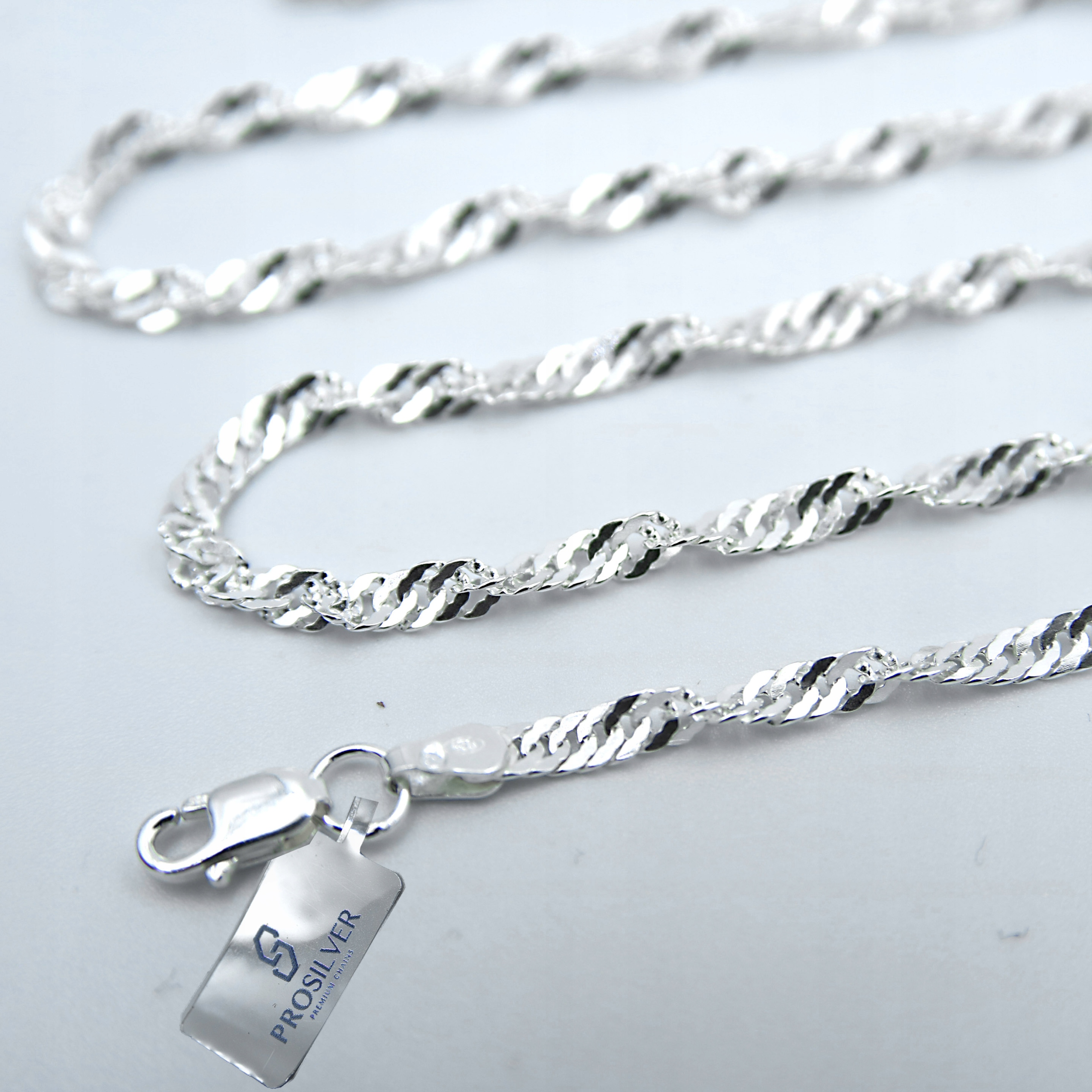 SINGAPUR Łańcuszek Srebrny 925 2,9mm 6,7gr 60cm Splot Singapur