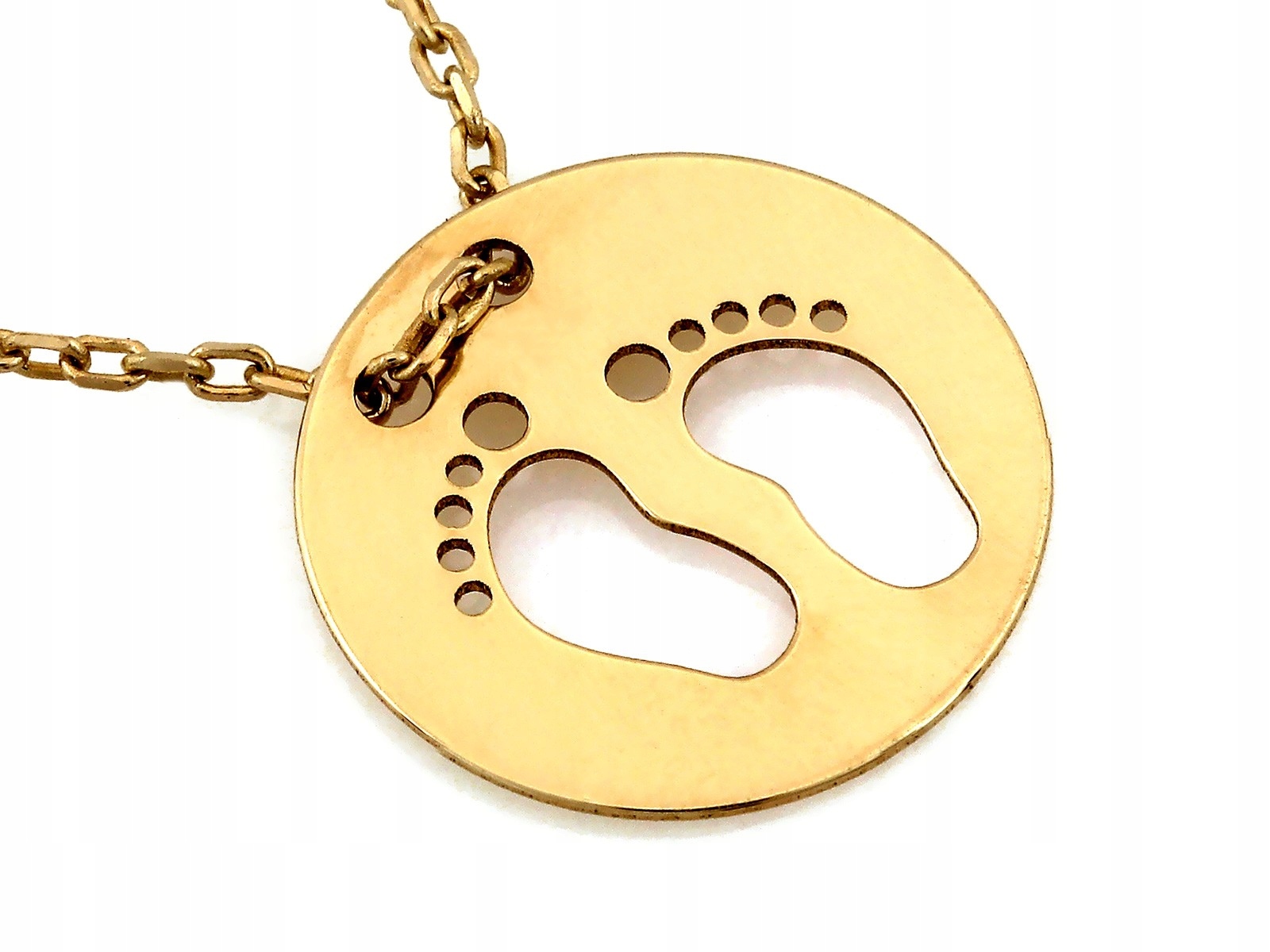 Zlatý náhrdelník 585 kulatá celebrita s nožičkami 45 cm, destička 1.25g 14kt