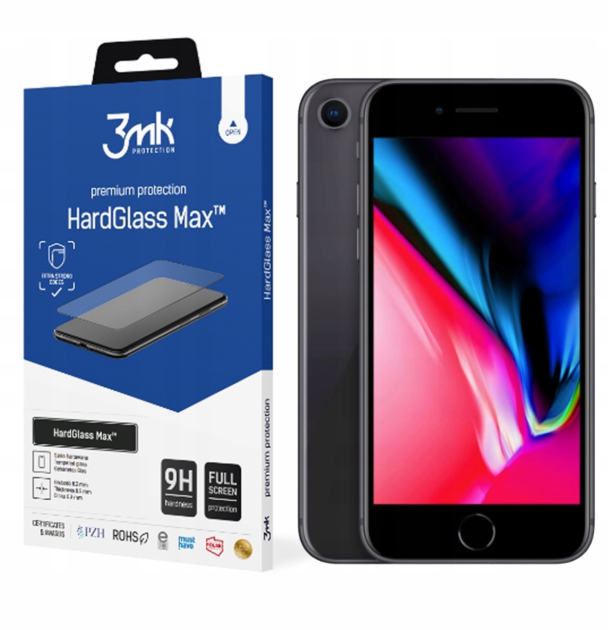 

HardGlass Max 3MK Szkło do Apple iPhone 8 Czarny