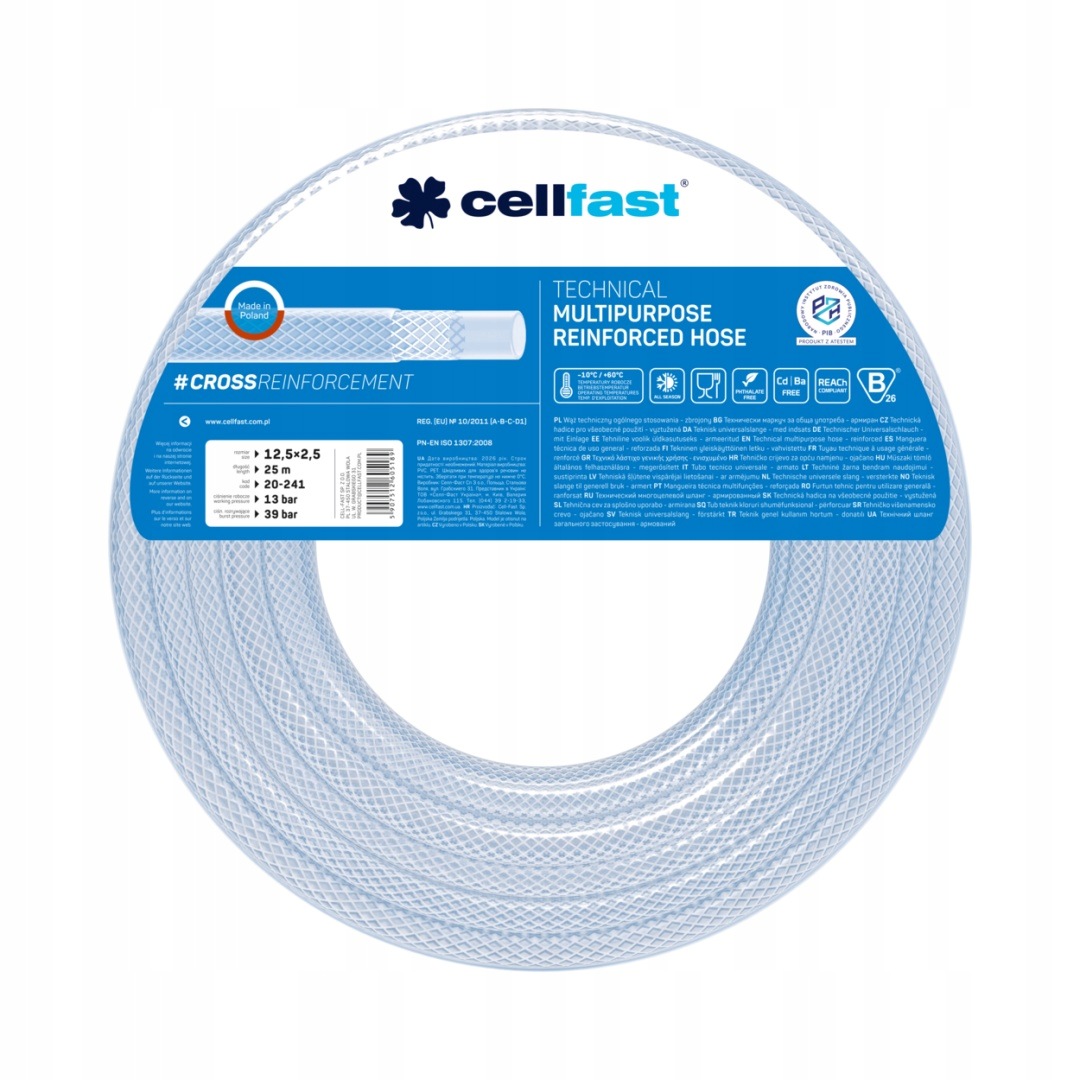 Hadice Cellfast Pro Všeobecné Použití Vyztužená 12,5 × 2,5 MM 25 M