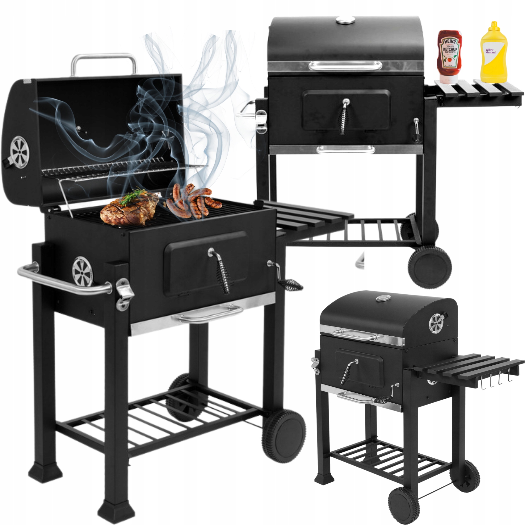 Grill Ogrodowy Delux Popielnik Pokrywa Duży Ruszt