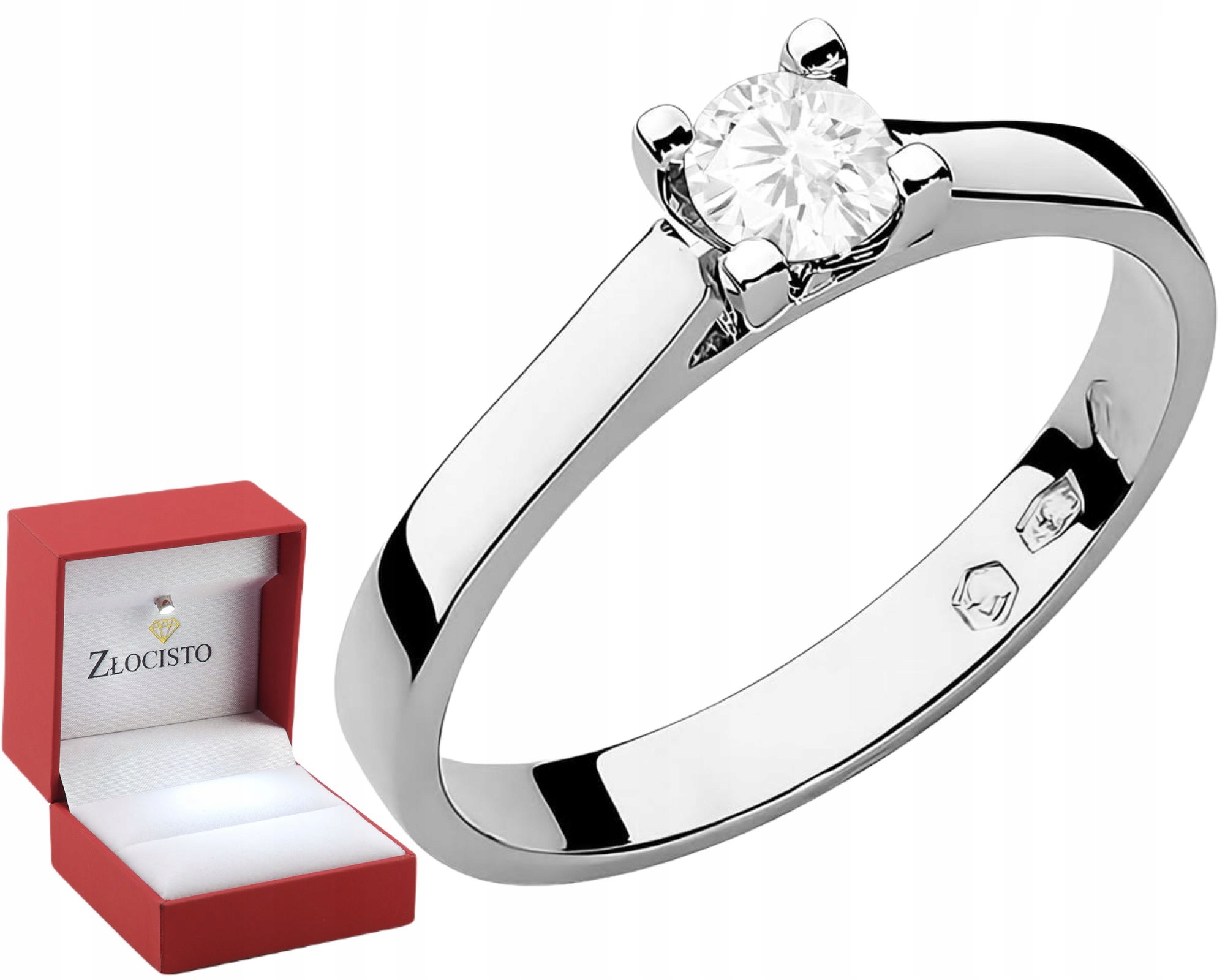 Bílé Zlato Prstýnek Laboratorní Briliant Gravírování 585