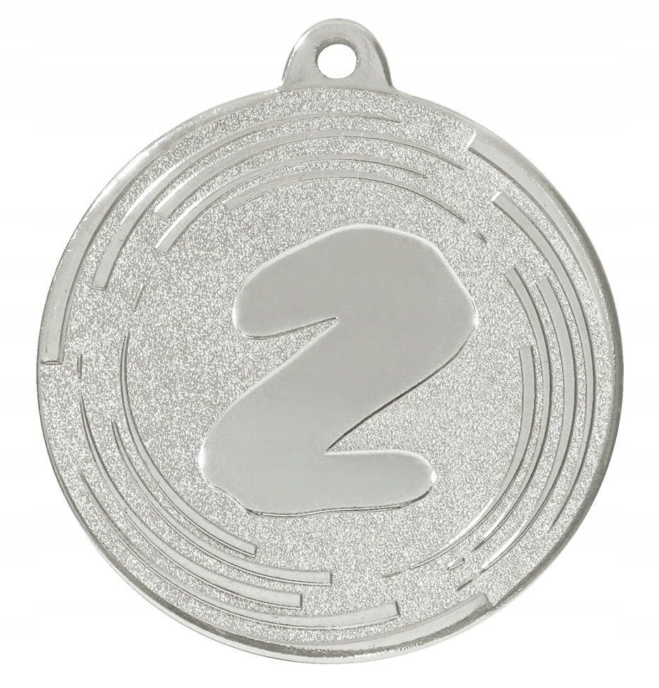 MDX602-S-zestaw 10szt Medal stalowy 2 Miejsce, kolor srebrny, średnica 50