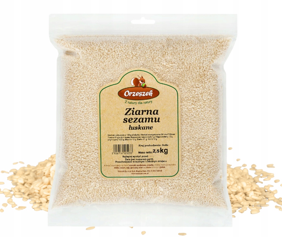 Sezamové zrno Orzeszek 2,5 kg Bílý Loupaný Pro Sushi Sezamové Pasty
