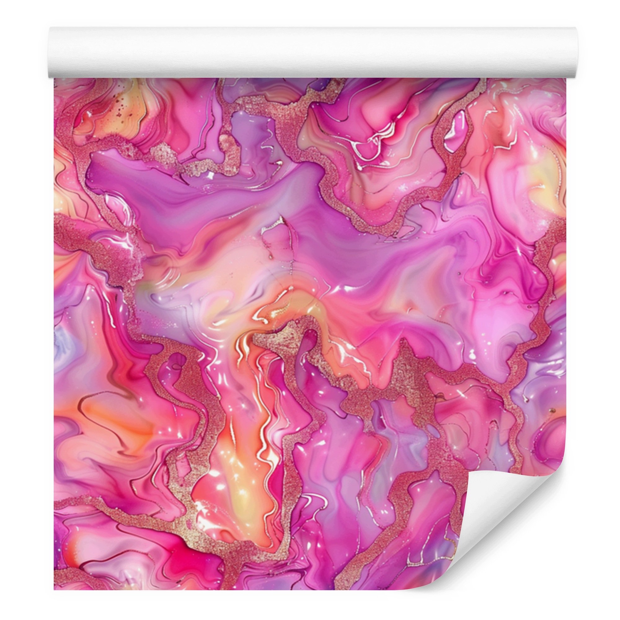 Tapeta Inkoust purpurová, pudrová růžová, růžová a korálová 50x1000 cm
