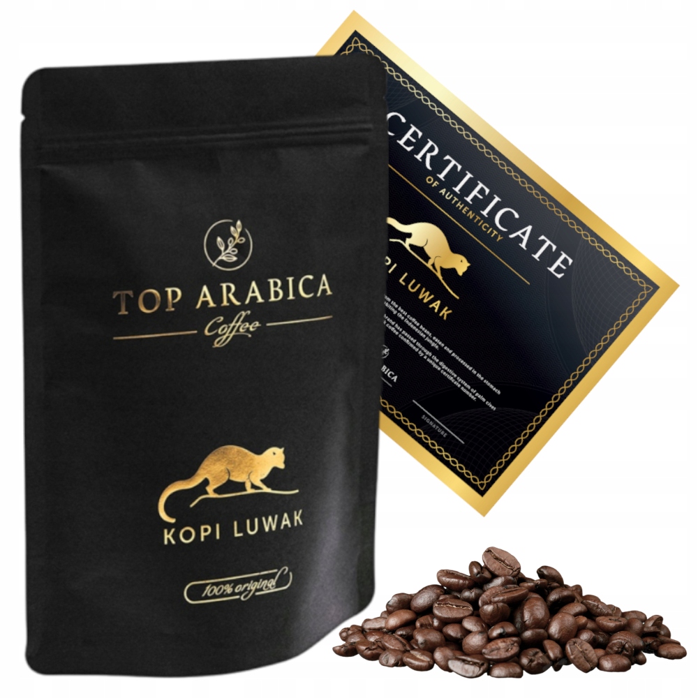 Levně Káva zrnková Kopi Luwak 100% Arabica 100g Certifikát autentičnosti