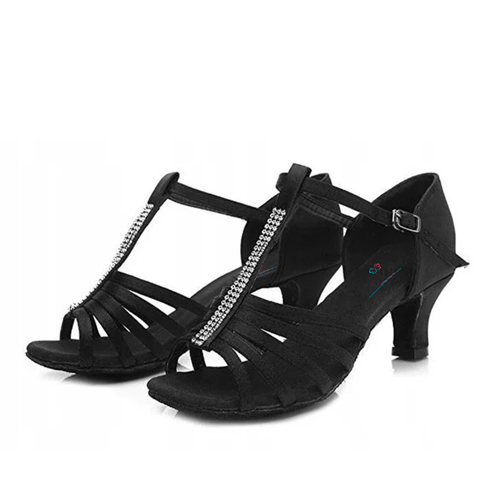 Buty Do Tańca Taneczne Czarne Z Cyrkoniami 5cm