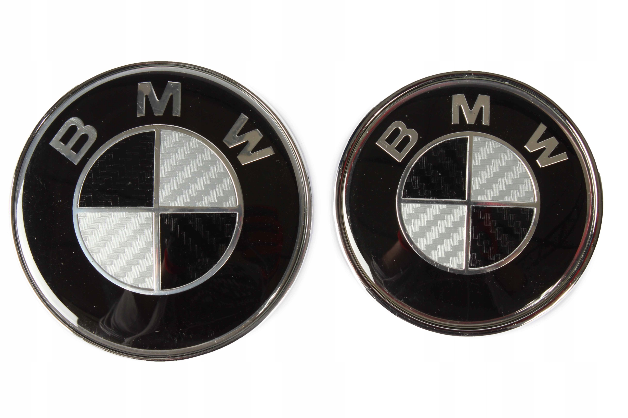 Bmw 82mm 74mm Znaczek Przód Tył Czarny Carbon Komplet E46 E60 E90 F10 F30