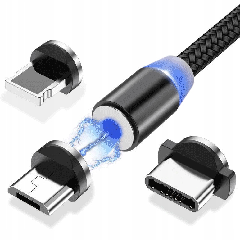 

Magnetyczny kabel 3W1 Micro/USB-Typ C/Lightning 1M