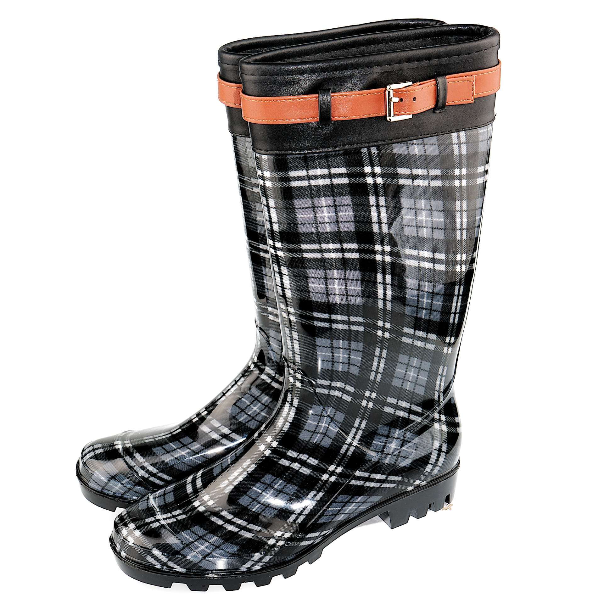 

Kalosze Damskie lakierowane wysokie w kratę r. 39