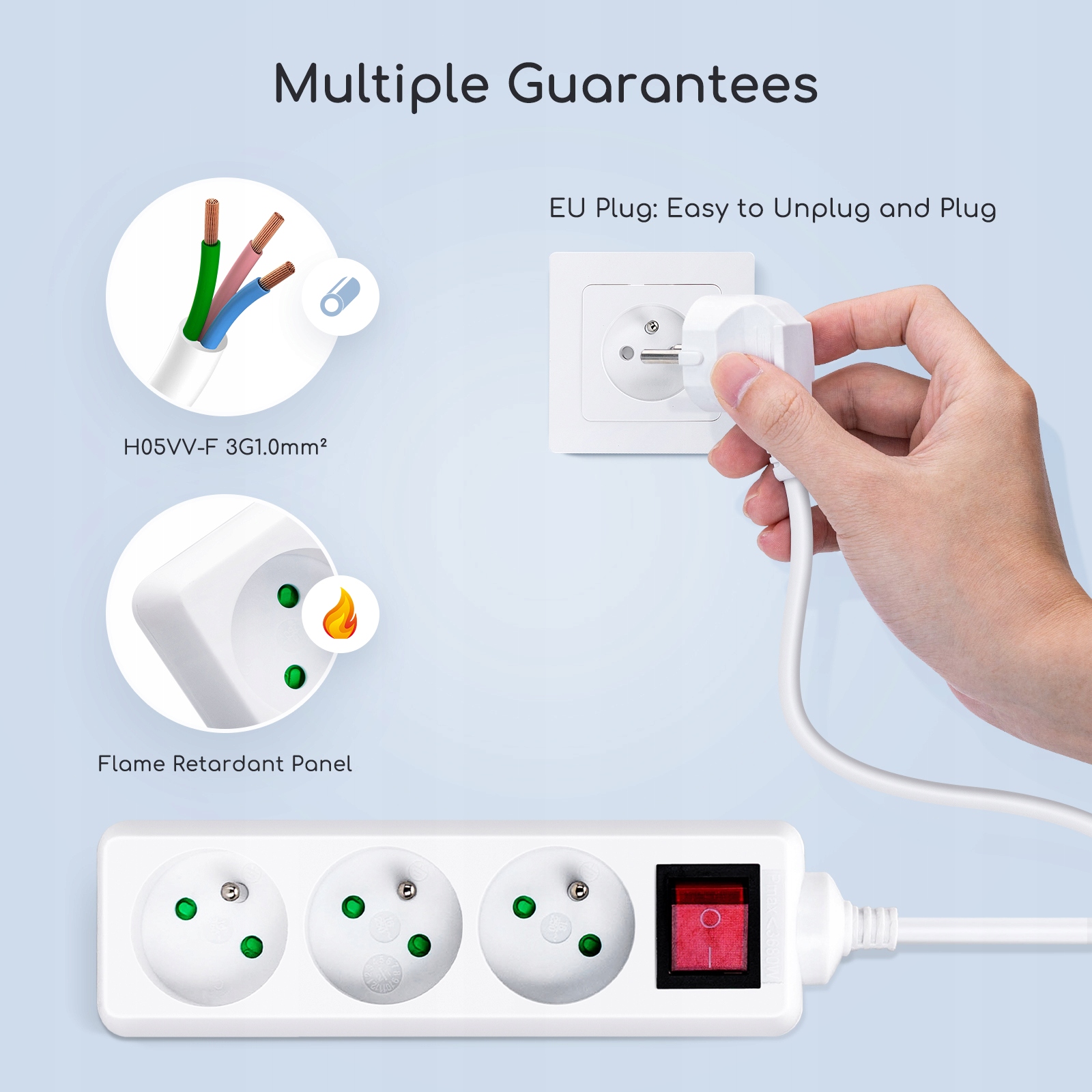 PRZEDŁUŻACZ LISTWA ZASILAJĄCA Aigostar 20FID 3 gniazd 3 m biały Marka Aigostar