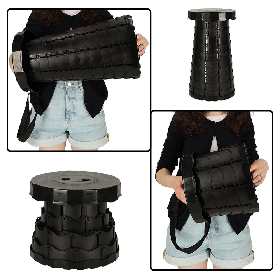 Taboret Krzesło Składane Kemping Piknik Stołek Turystyczny Czarny Model Taboret składany