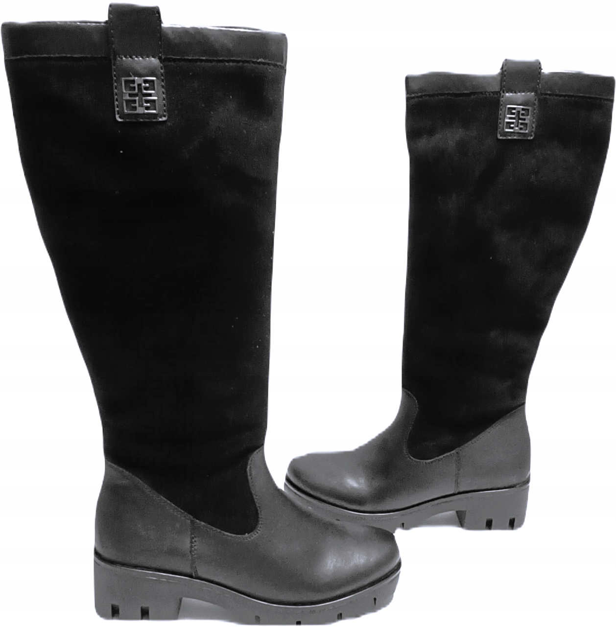 pohodlné teplé kozačky s vlněnou kůží Rieker x2051 Černá r36