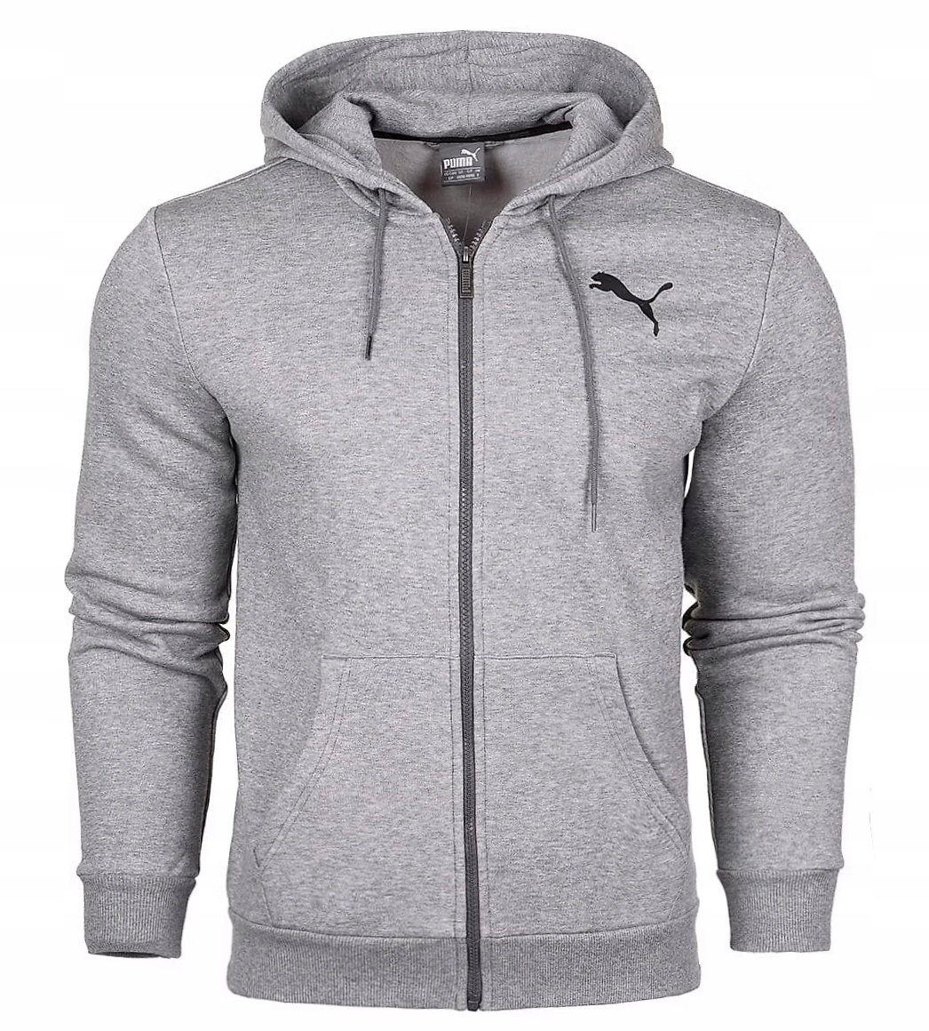 3232 Puma Pánská Pánská Mikina S Kapucí A Zipem, Bavlněná, Šedá, XL