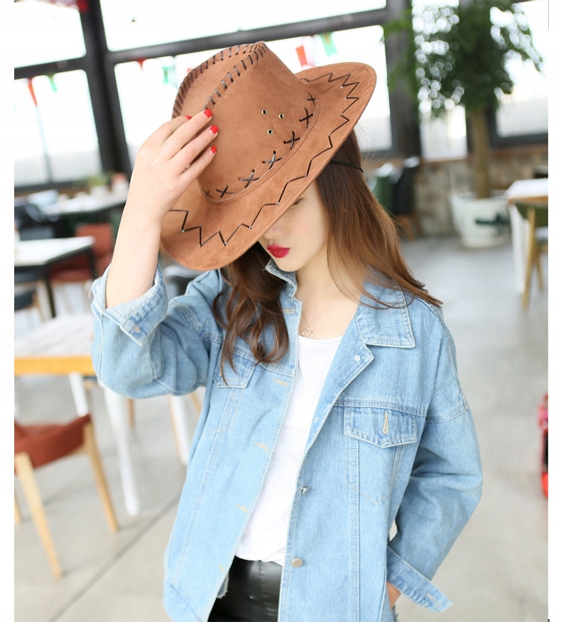 KAPELUSZ KOWBOJSKI COUNTRY WESTERN DLA DOROSŁYCH JAKOŚĆ JASNY BRĄZ Kolor wielokolorowy