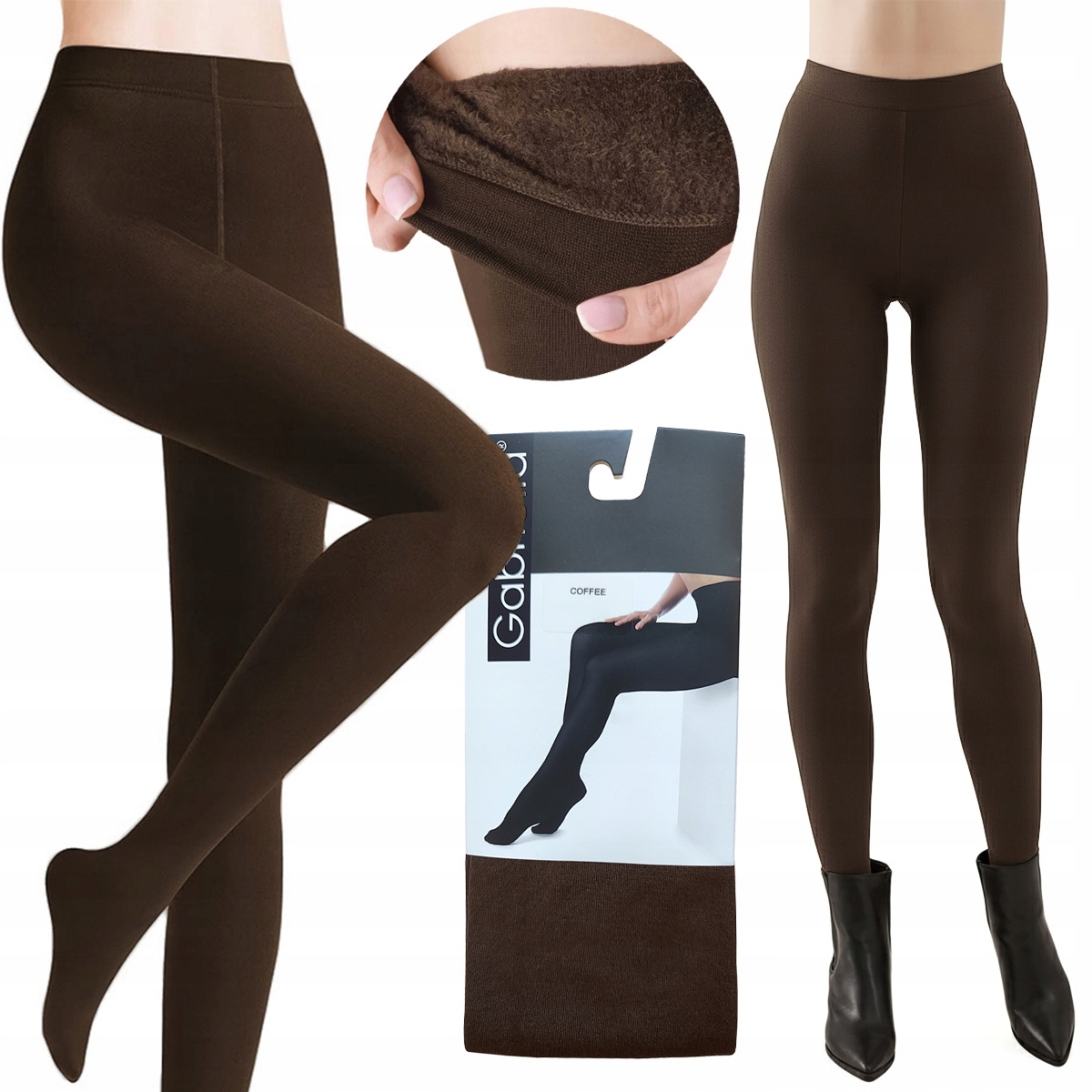 Gabriella Arctic punčocháče punčocháče Zateplené, silné 500DEN Coffee 2/3