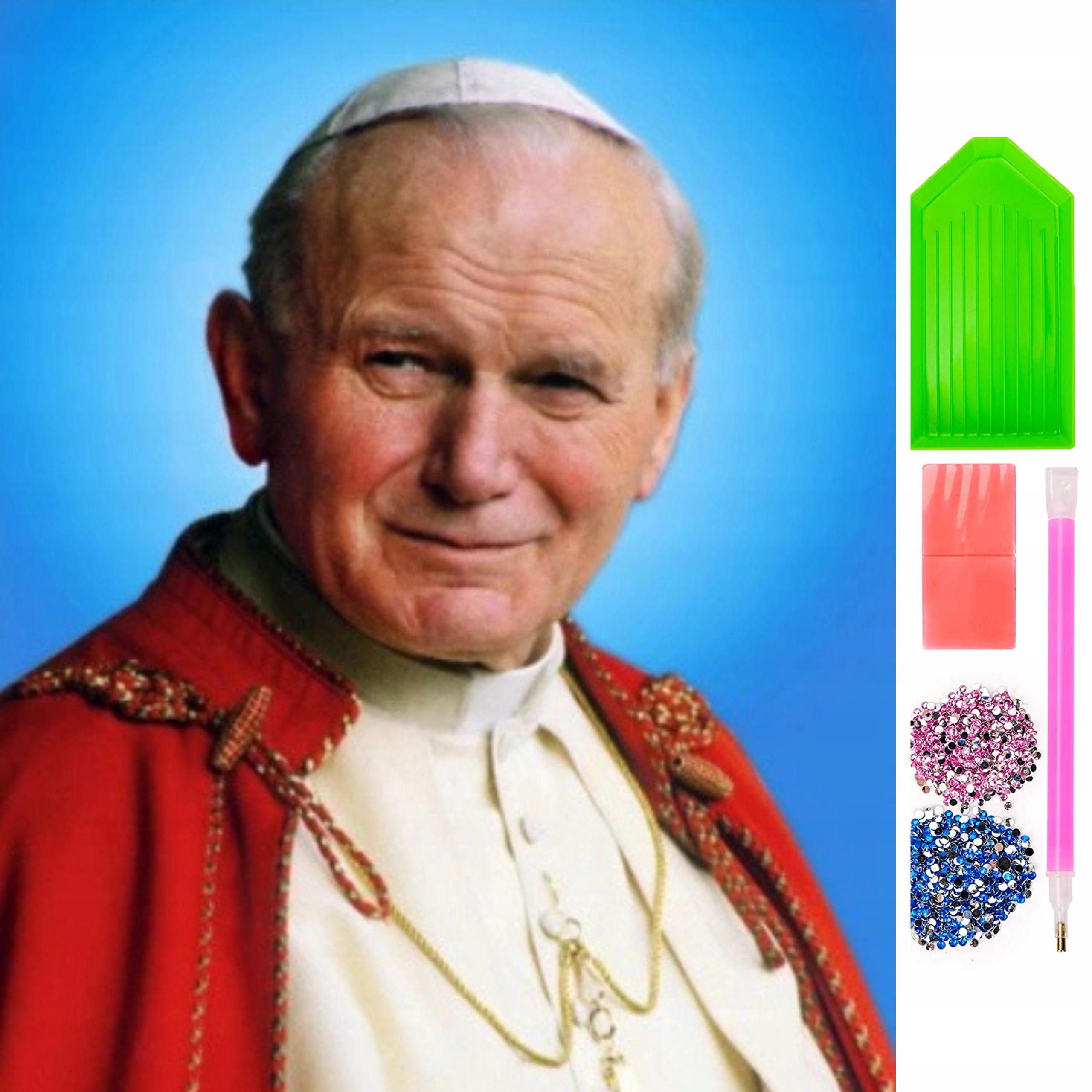 Haft Diamentowy Papież Jan Paweł Jezus Zestaw 5D