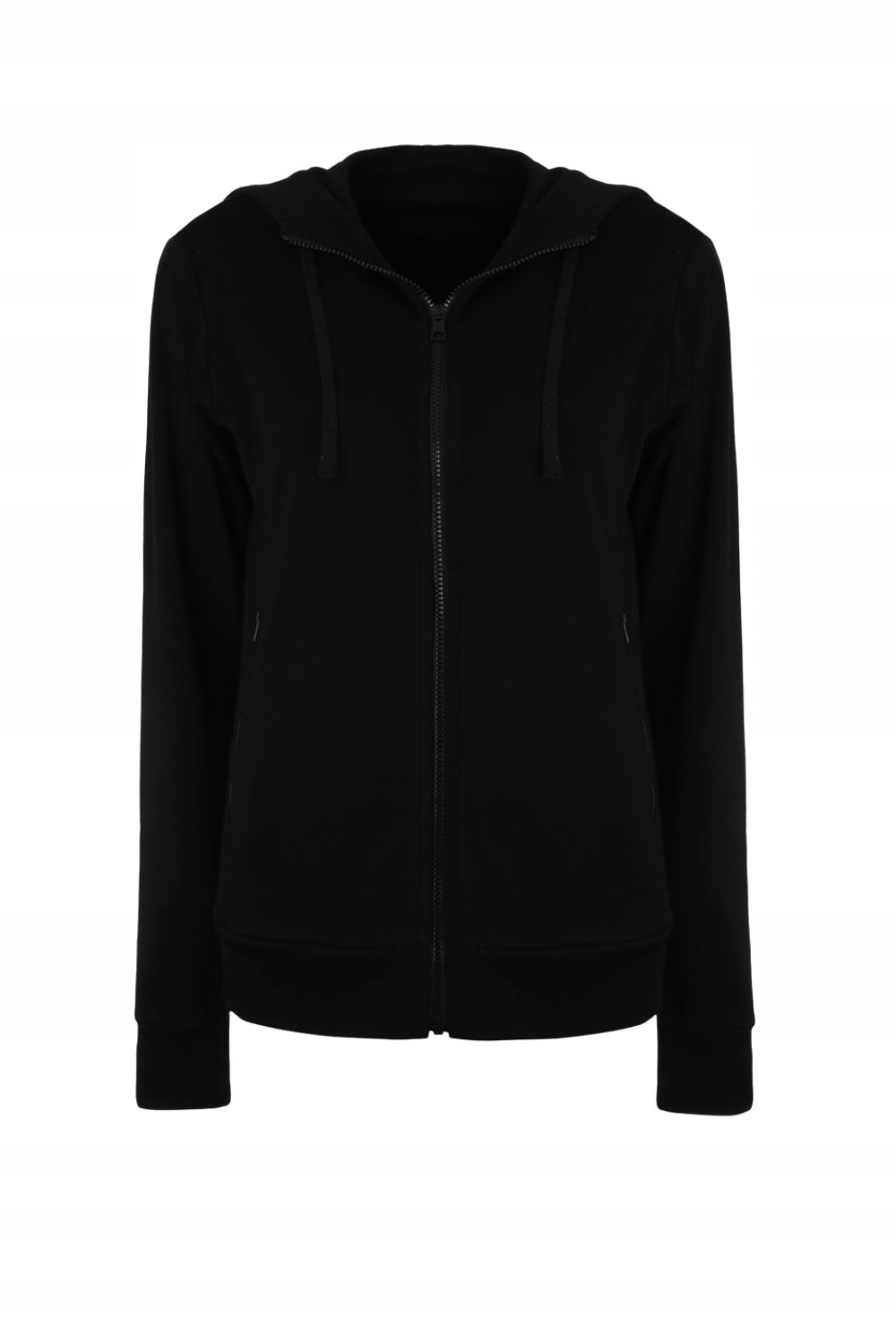 Bluza rozpinana z kapturem damska termoaktywna 100% wełna merino czarna Xs