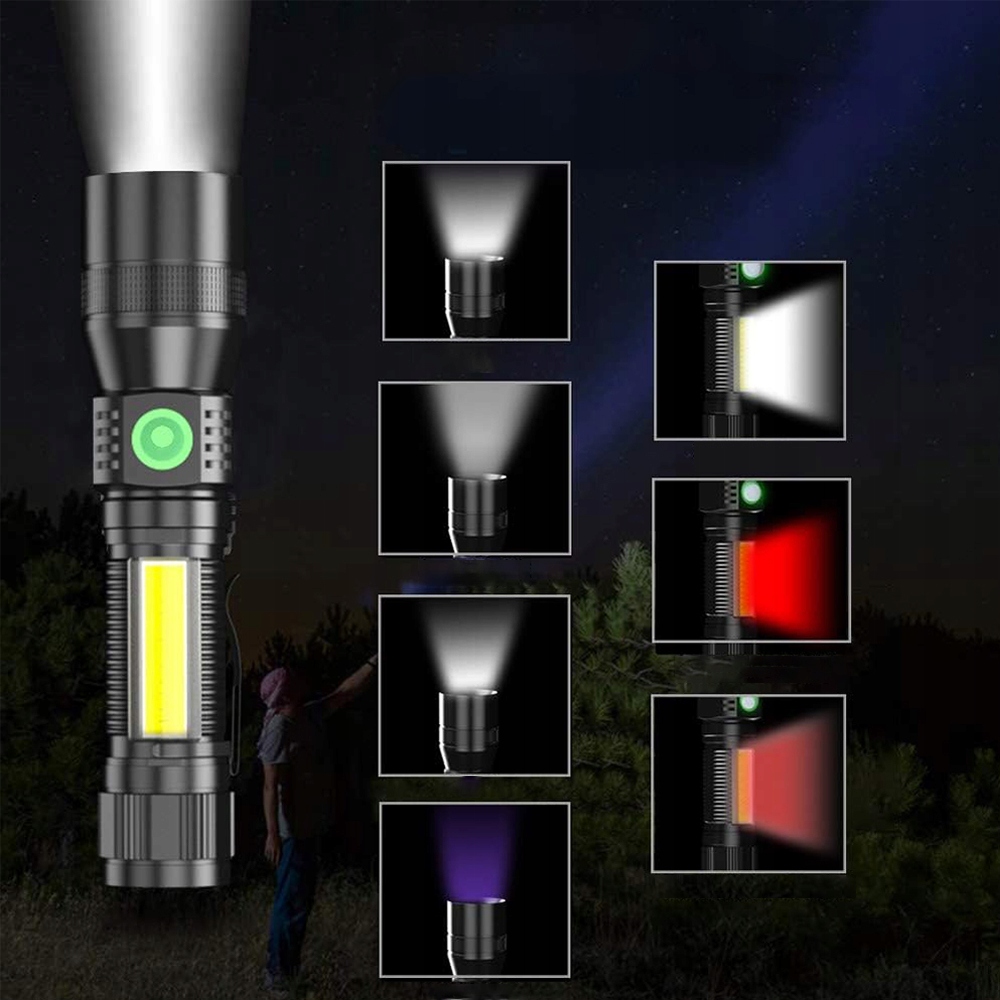 LATARKA UV COB AKU USB DETEKTOR LED ZOOMEM MAGNETYCZNYM Liczba trybów 7