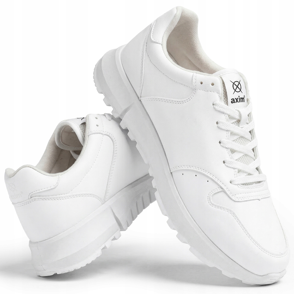 Buty sportowe trampki sneakersy białe matowe sznurowane codzienne Axim 41