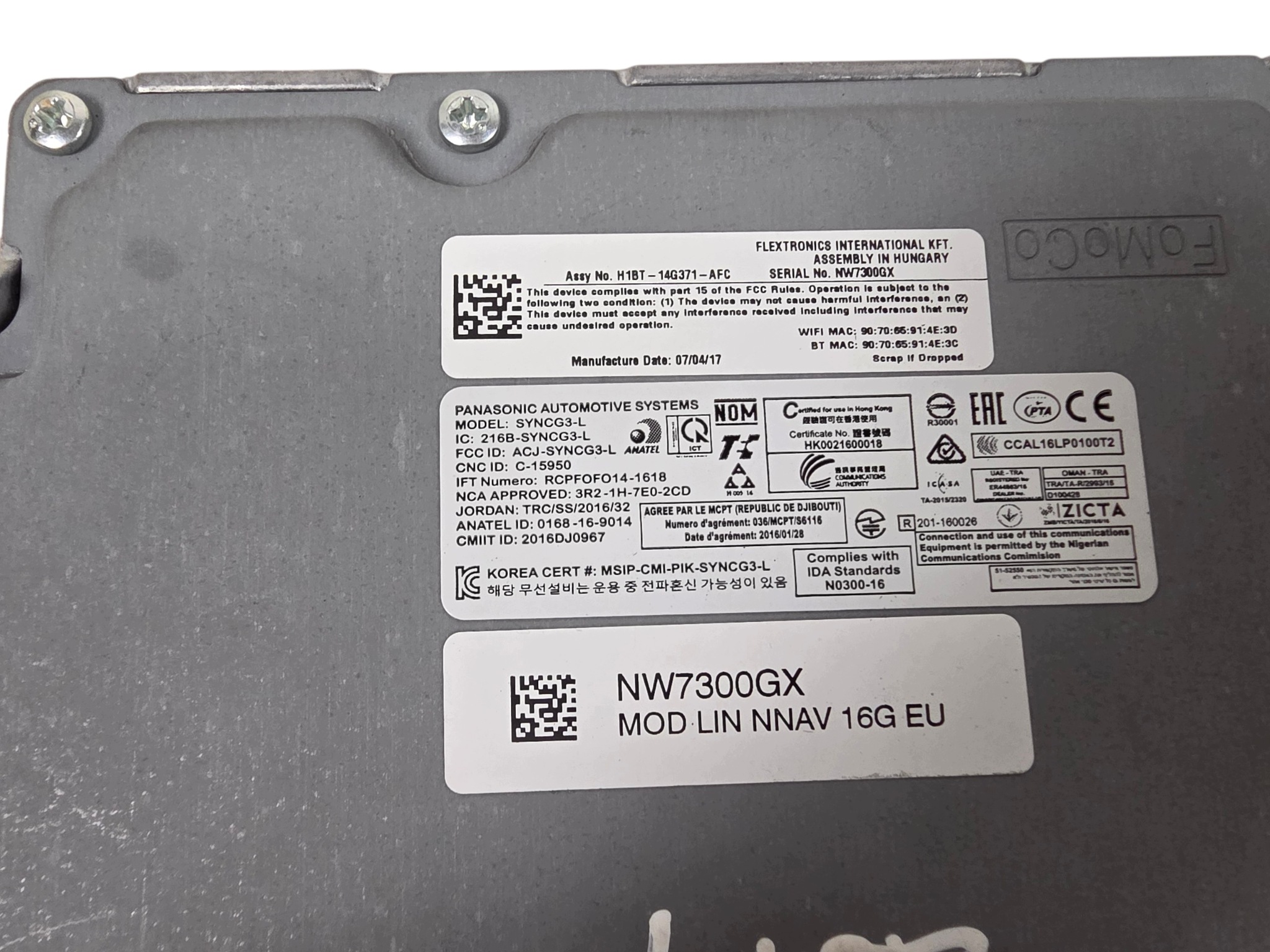 FORD FIESTA MK8 module control unit navigation devices ORG. H1BT-14G371-AFC