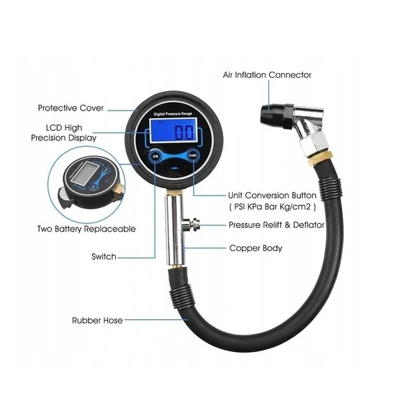 Manometr do opon z wyswietlaczem cyfrowym Producent code Cstore0