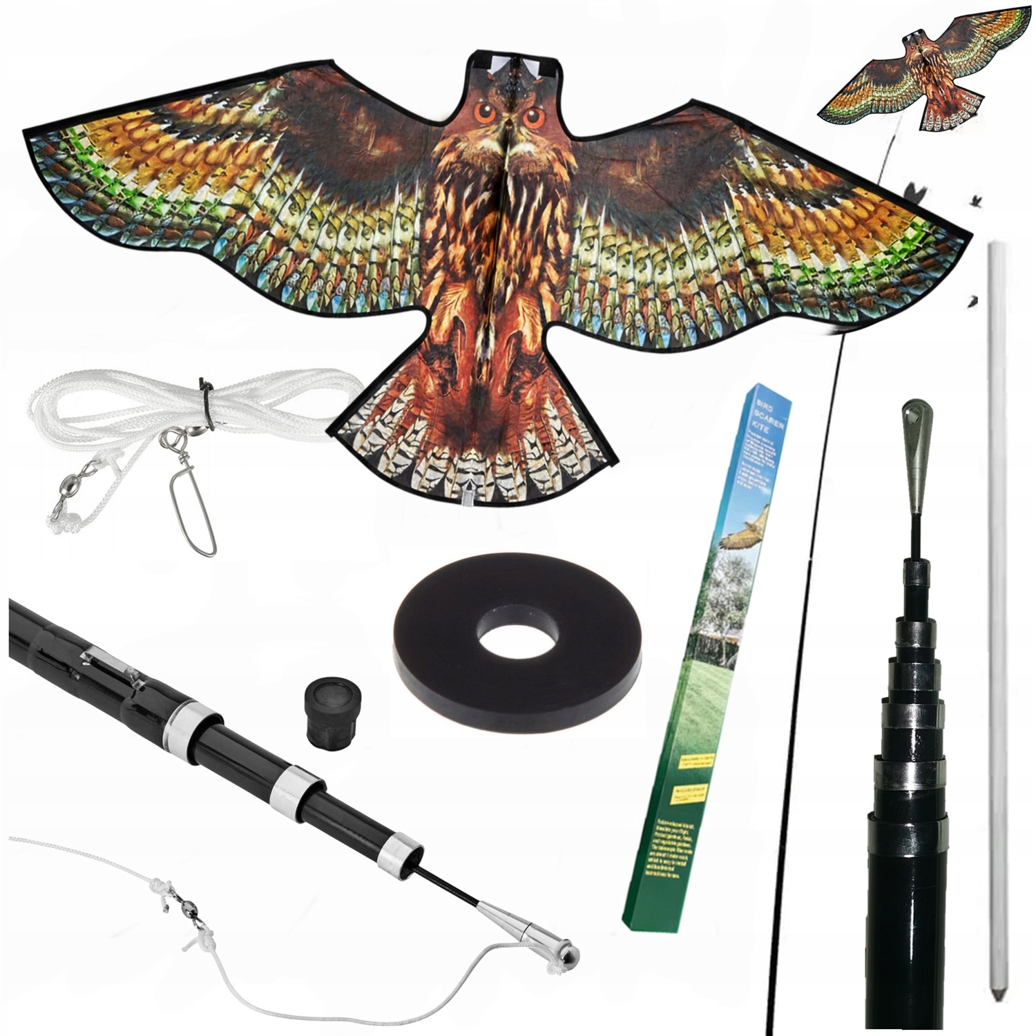 Plašič Vtákov Leopax Sowa Tyčka 7M Latawiec Premium Sowa 120/67cm