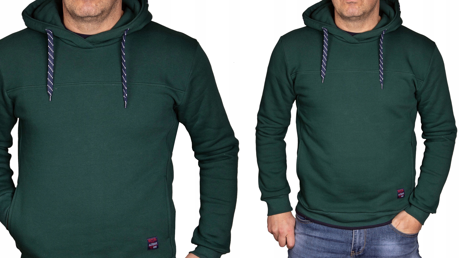 

Bluza męska z kapturem kangurka zielona ciepła XXL