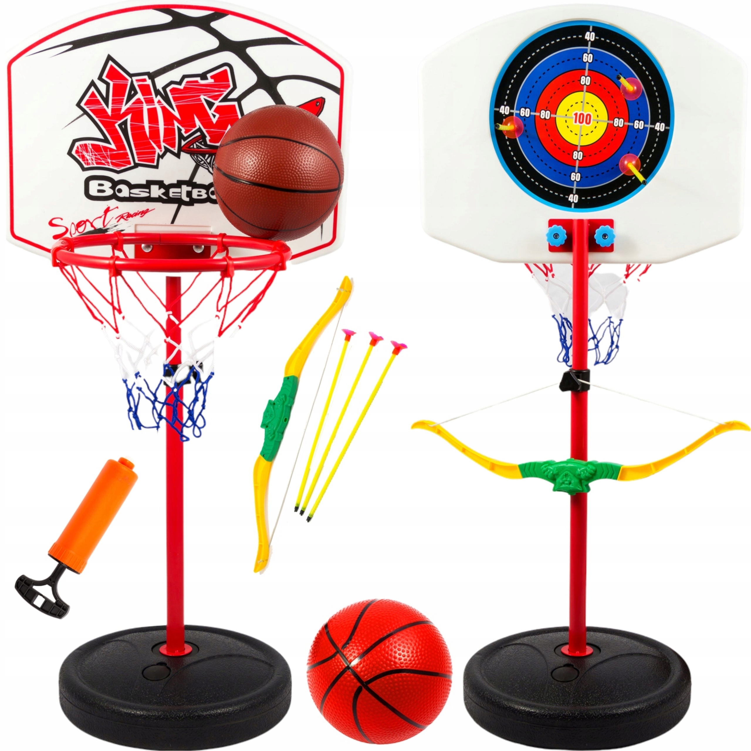 ZESTAW DO KOSZYKÓWKI KOSZ PIŁKA + ŁUK I STRZAŁY GRA SPORTOWA DLA DZIECI