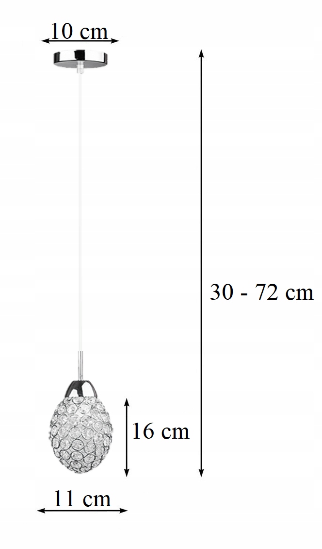 Lampa Wisząca Nowoczesna Żyrandol Kryształowa Długość/wysokość 72 cm