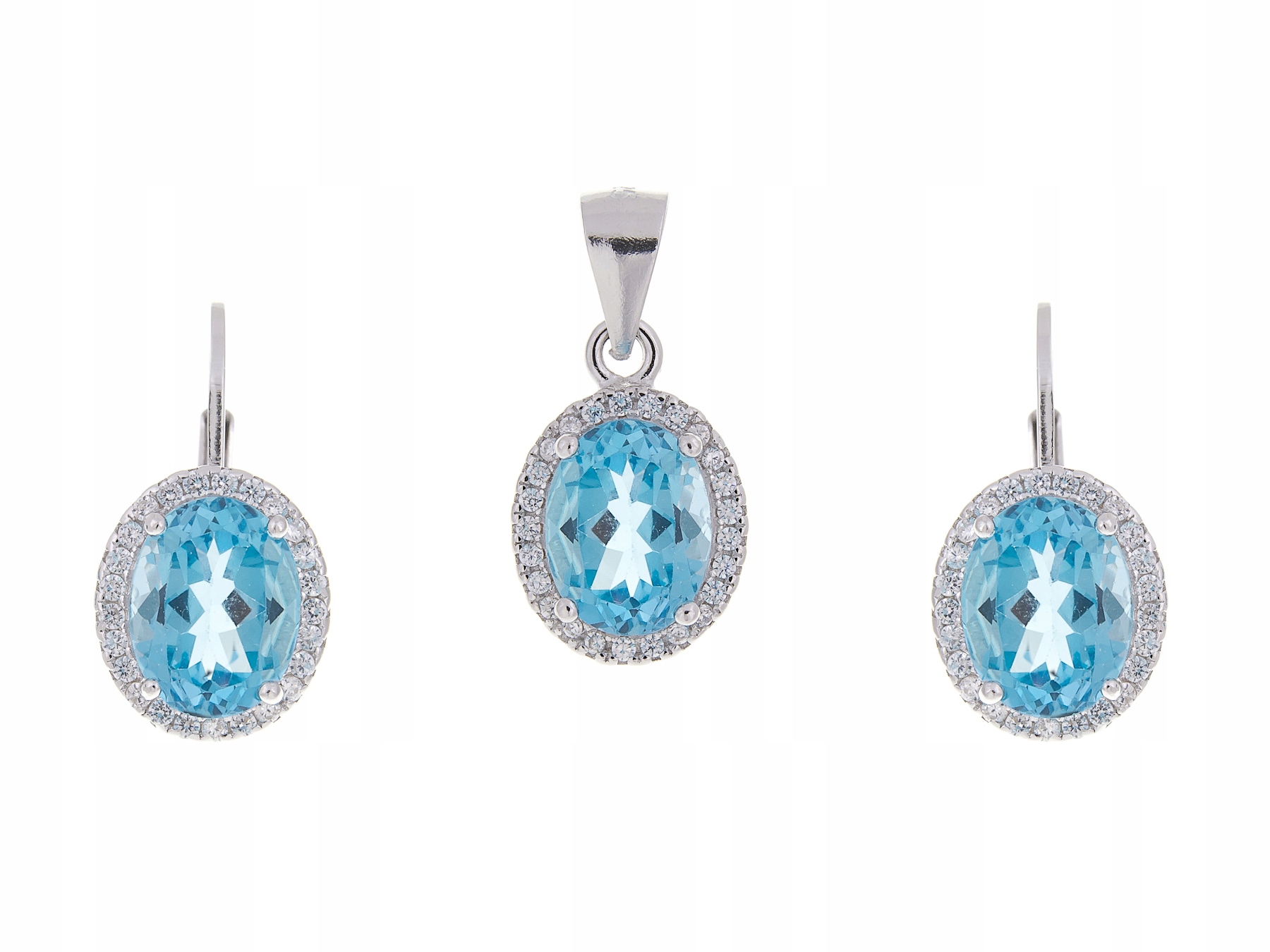 Stříbrný Komplet Markýza Swiss Topaz Přírodní Dárek
