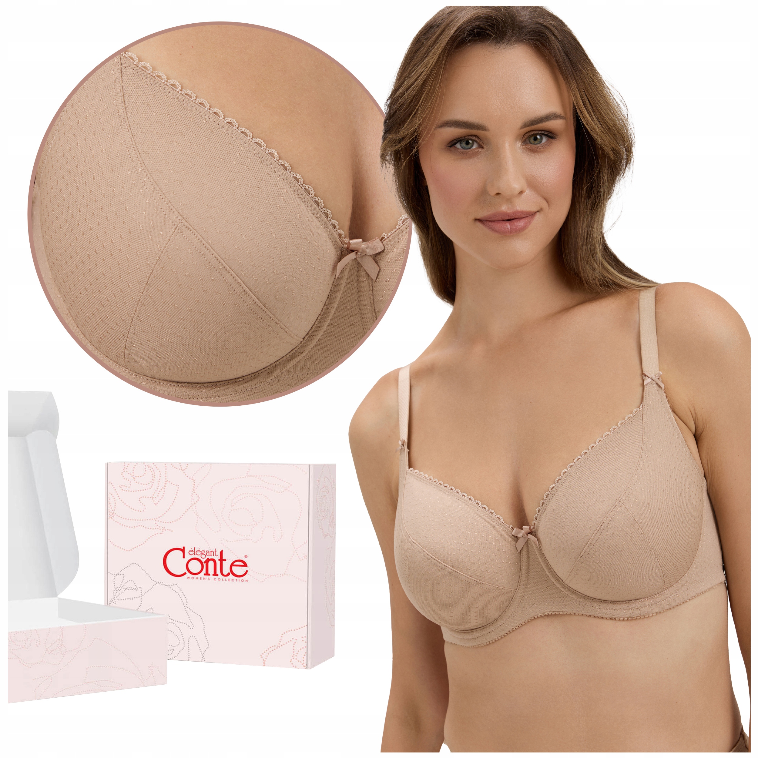Biustonosz podtrzymujący korygujący Duże Rozmiary Conte RB6019 beżowy 70F