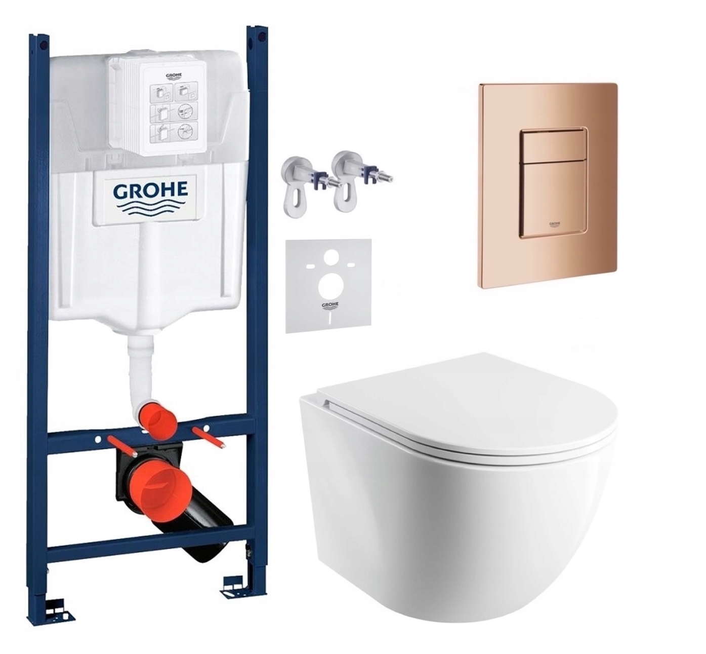 Sada Wc roštu Grohe Rapid s miskou Tornado Cspmwbp Tlačidlo medený lesk